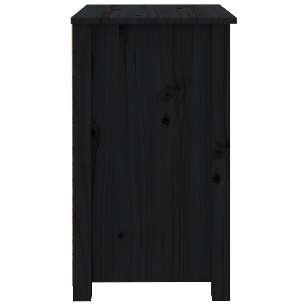 Nattbord Sengbord svart 50x35x61,5 cm heltre furu