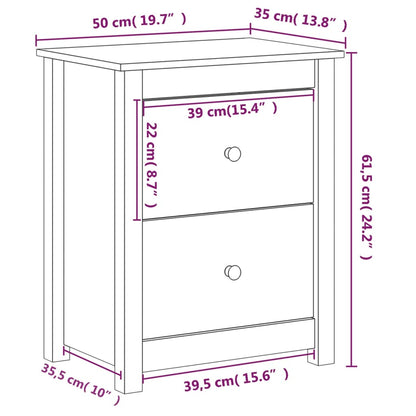 Nattbord Sengbord svart 50x35x61,5 cm heltre furu