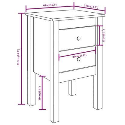 Nattbord Sengbord svart 40x35x61,5 cm heltre furu