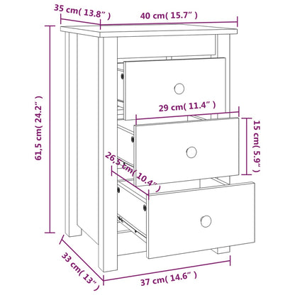 Nattbord Sengbord svart 40x35x61,5 cm heltre furu