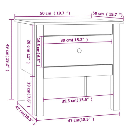 Sidebord grå 50x50x49 cm heltre furu