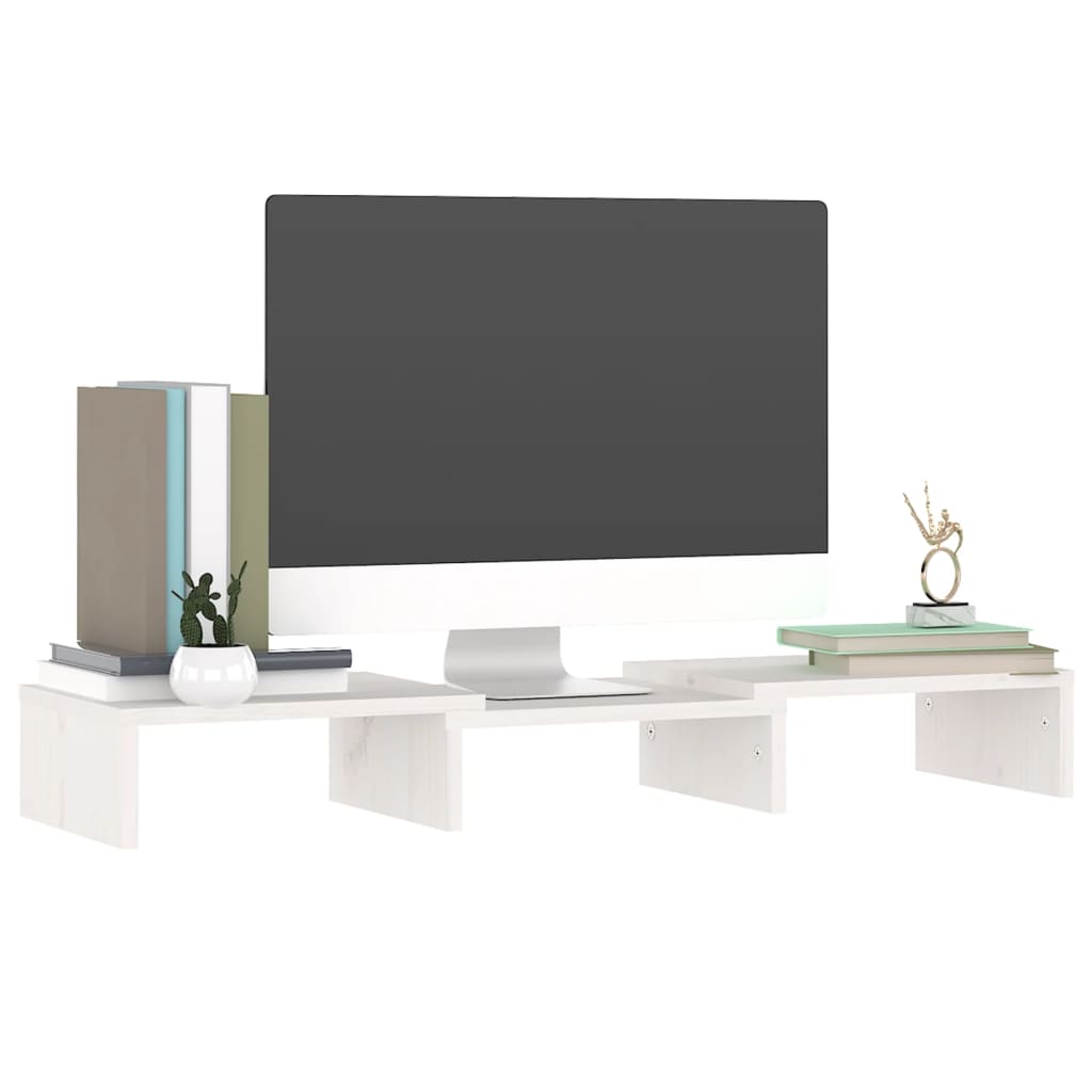 TV-Monitorstativ hvit 60x24x10,5 cm heltre furu