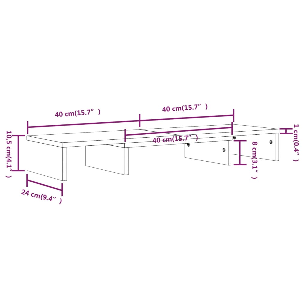 TV-Monitorstativ 80x24x10,5 cm heltre furu