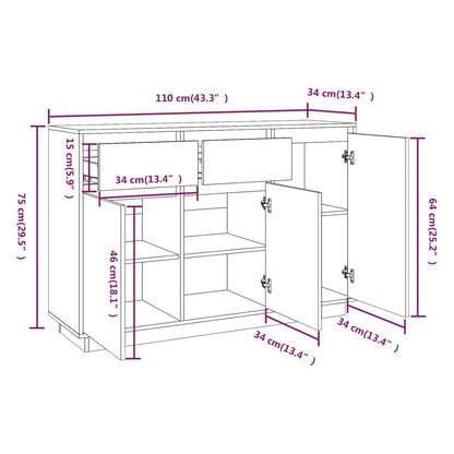 Skjenk 110x34x75 cm heltre furu