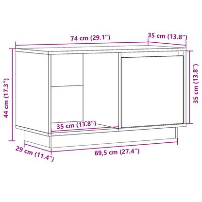 TV-benk hvit 74x35x44 cm heltre furu