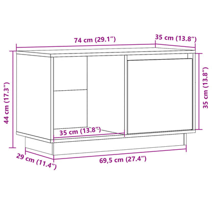 TV-benk grå 74x35x44 cm heltre furu