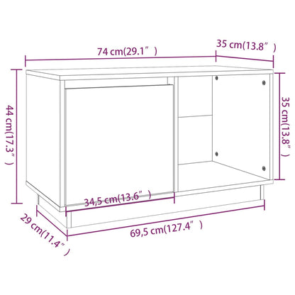 TV-benk svart 74x35x44 cm heltre furu