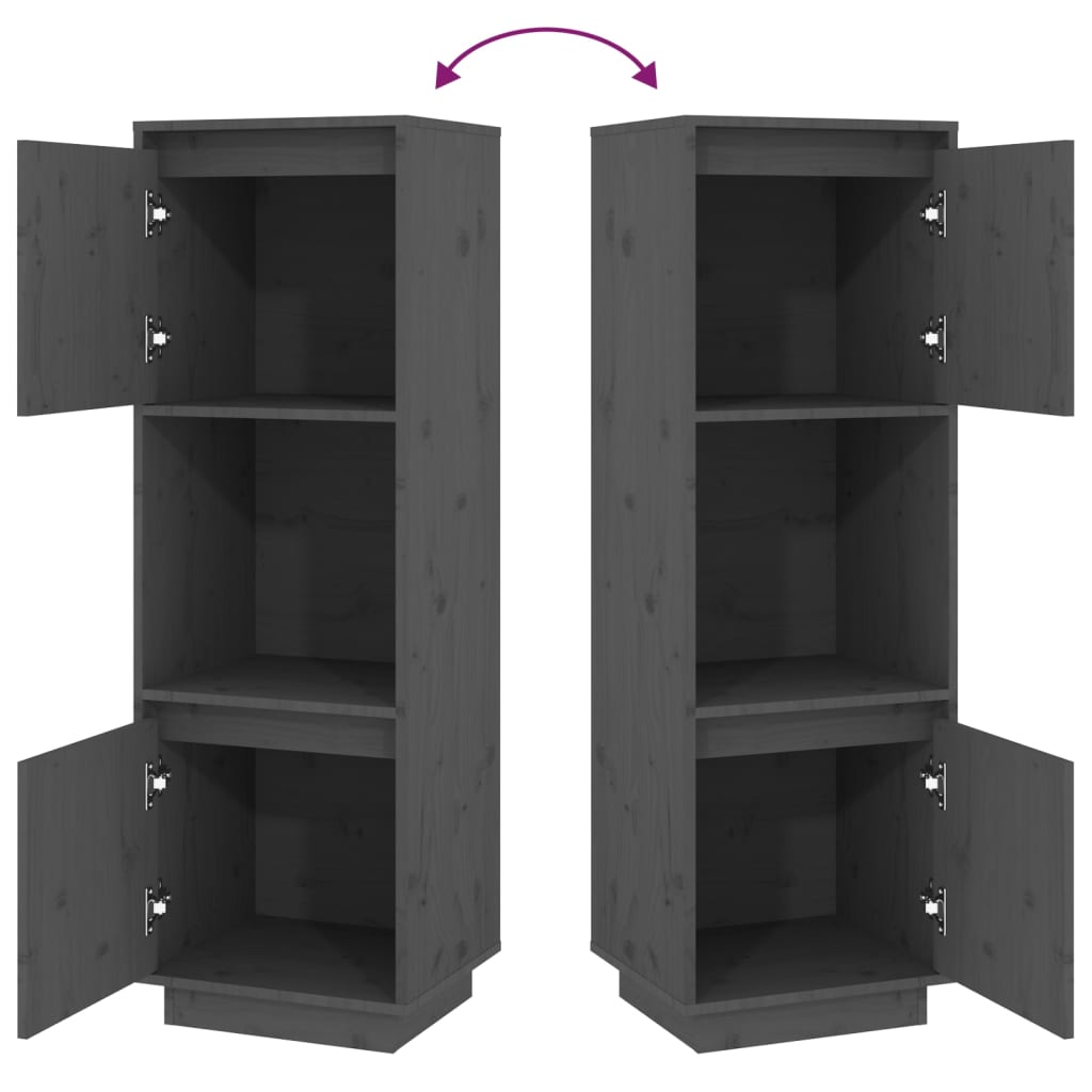 Skap Grå 38x35x117 cm heltre furu