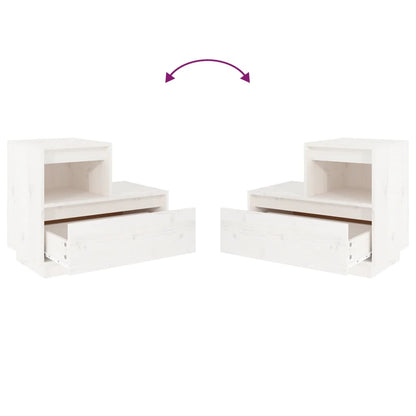 Nattbord Sengbord Hvit 60x34x51 cm heltre furu