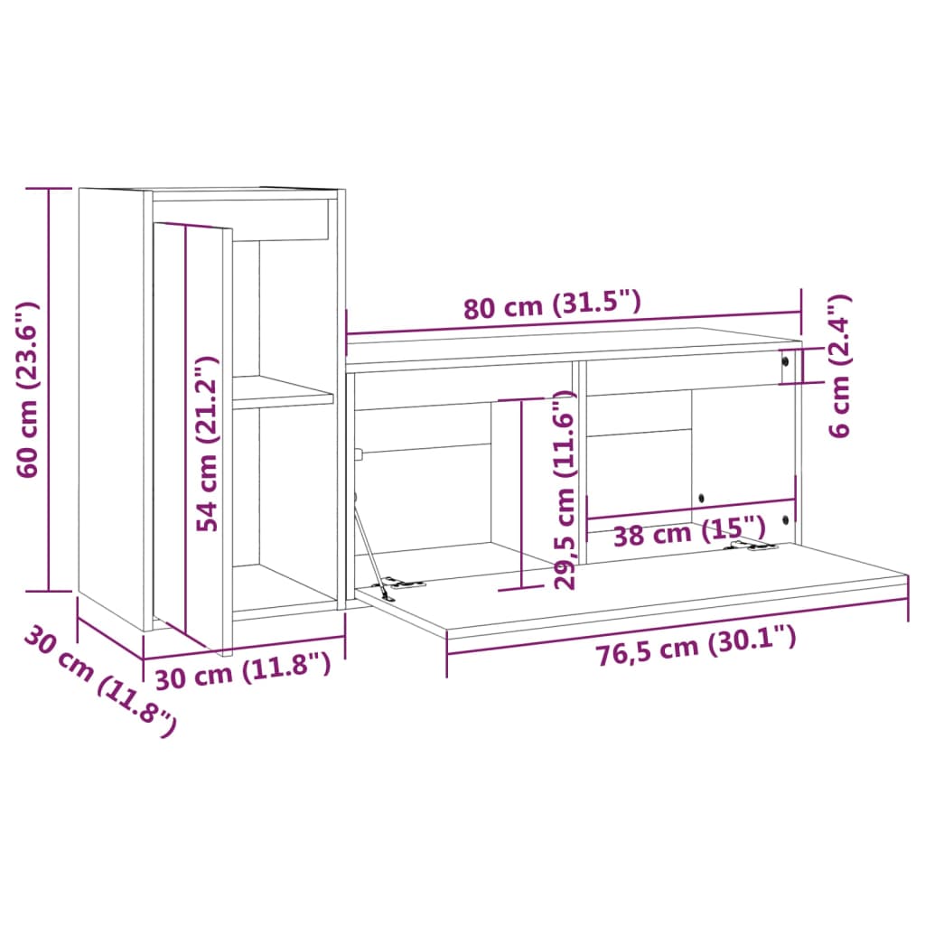 TV-benker 2 stk heltre furu