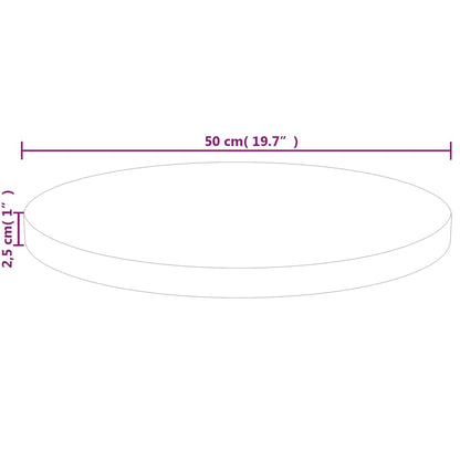 Bordplate Rund Ø50x2,5 cm ubehandlet heltre eik