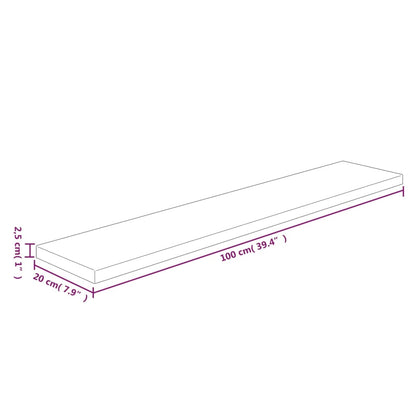 Hylleplate 100x20x2,5 cm ubehandlet heltre eik