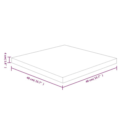 Bordplate Firkantet 40x40x4 cm ubehandlet heltre eik