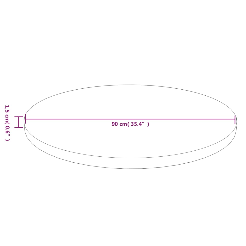 Bordplate Rund mørkebrun Ø90x1,5 cm behandlet heltre eik