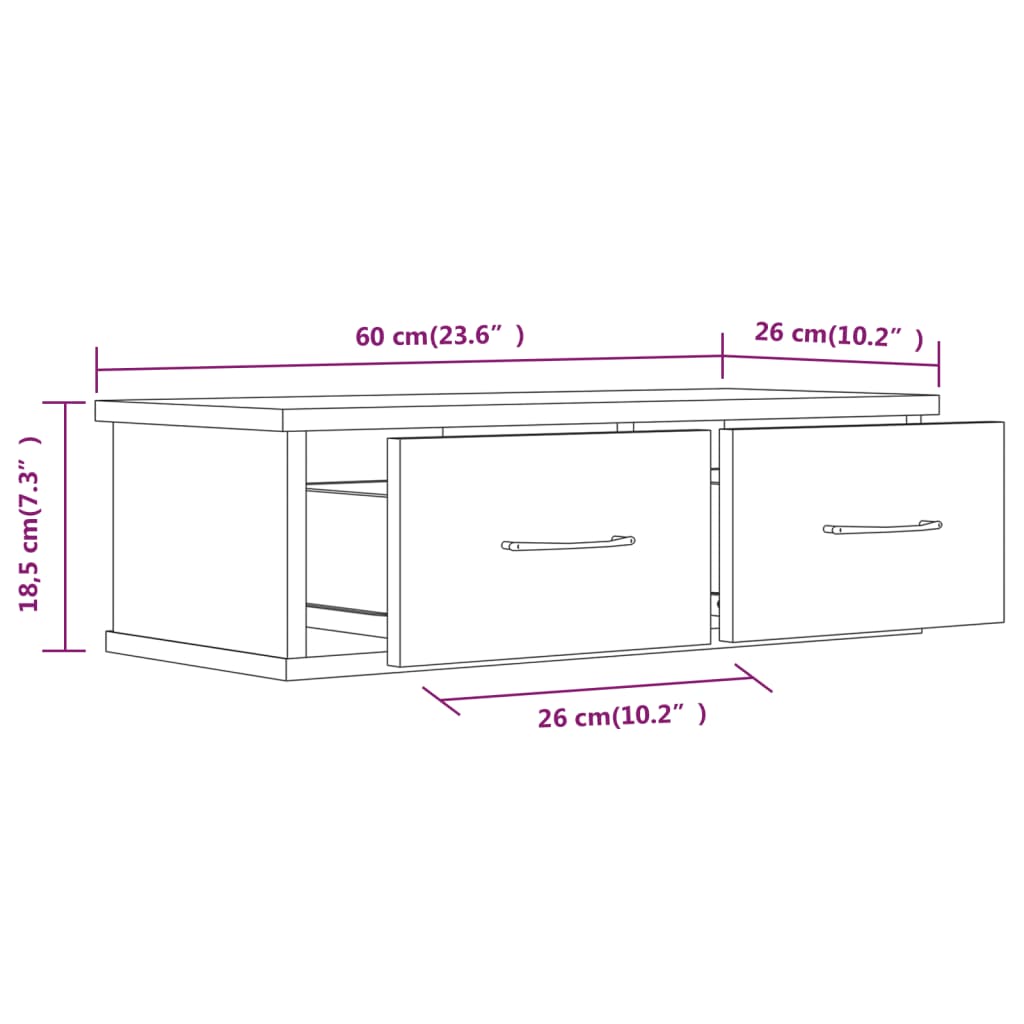 TV-benk brun eik 60x26x18,5 cm konstruert tre