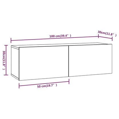 TV-benk grå sonoma 100x30x30 cm konstruert tre