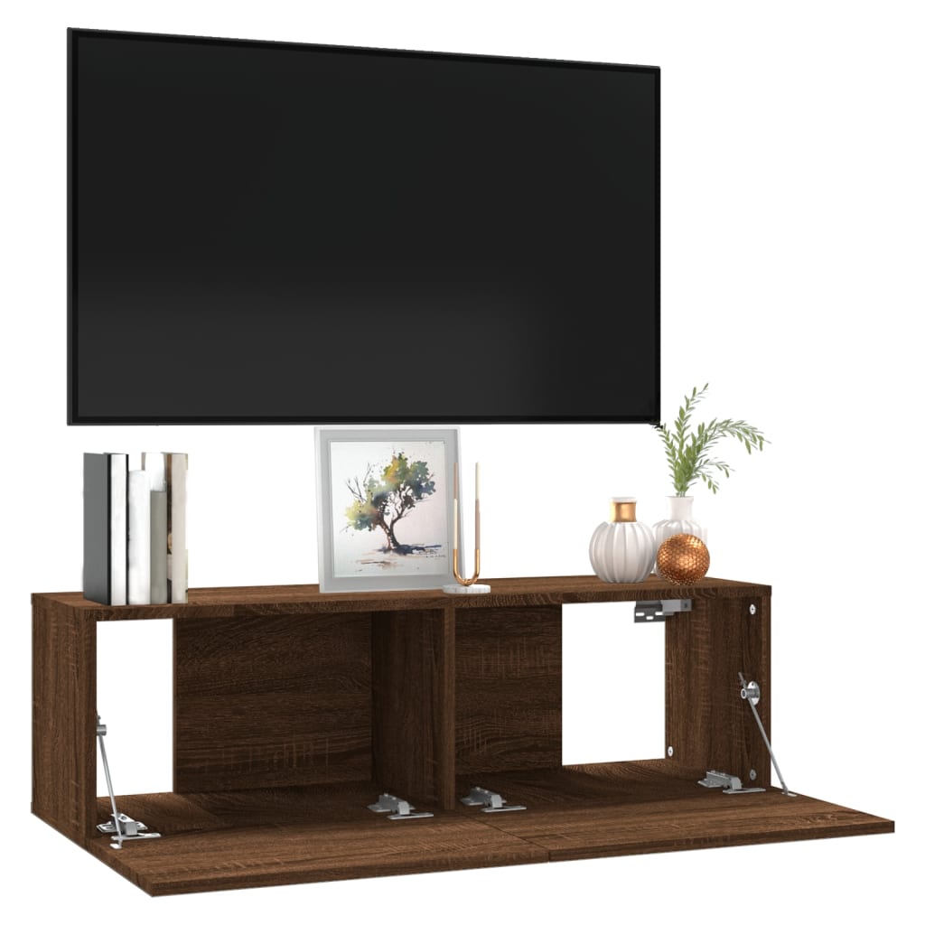 TV-benk brun eik 100x30x30 cm konstruert tre