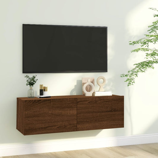 TV-benk brun eik 100x30x30 cm konstruert tre