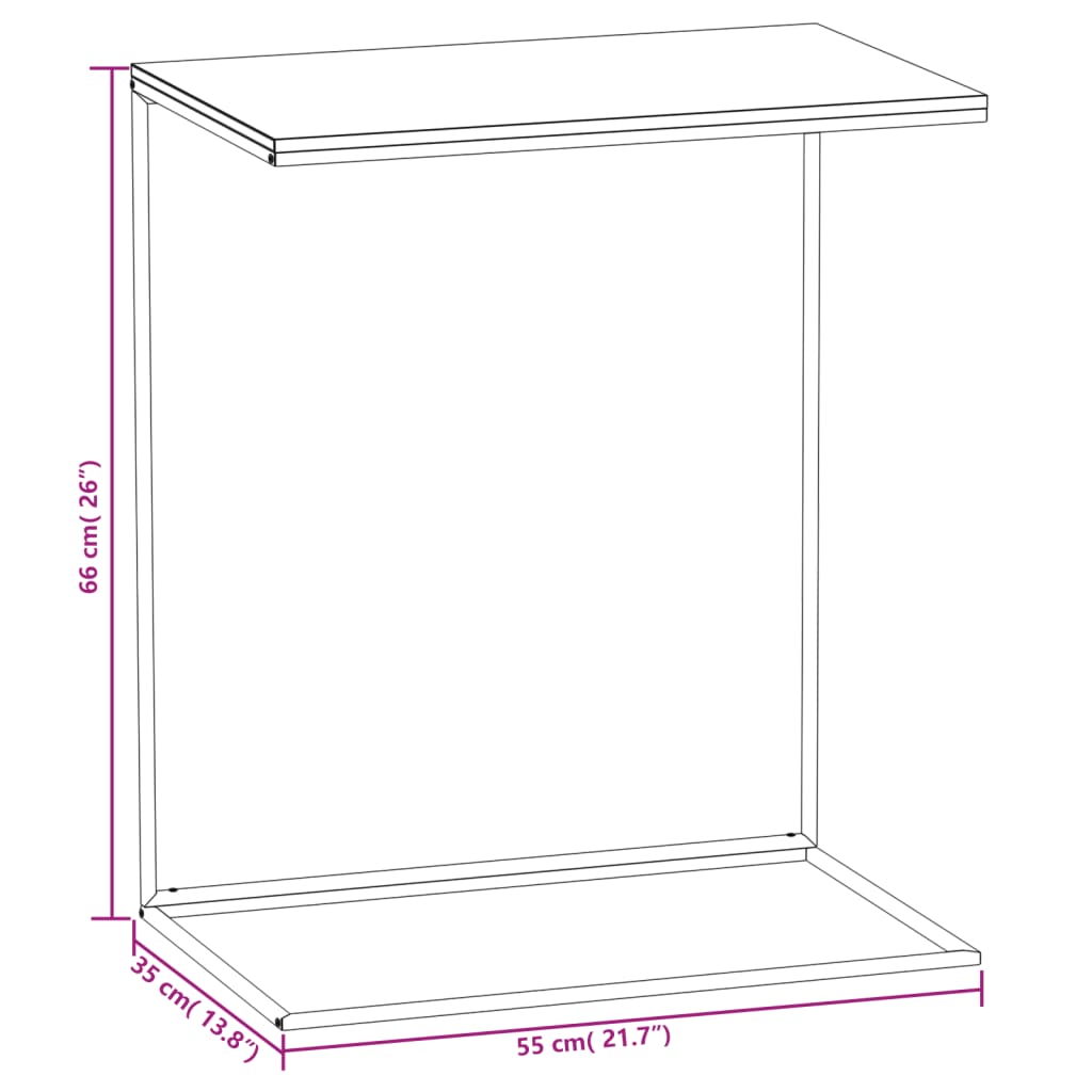 Sidebord hvit 55x35x66 cm konstruert tre