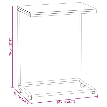 Sidebord med hjul hvit 55x35x70 cm konstruert tre