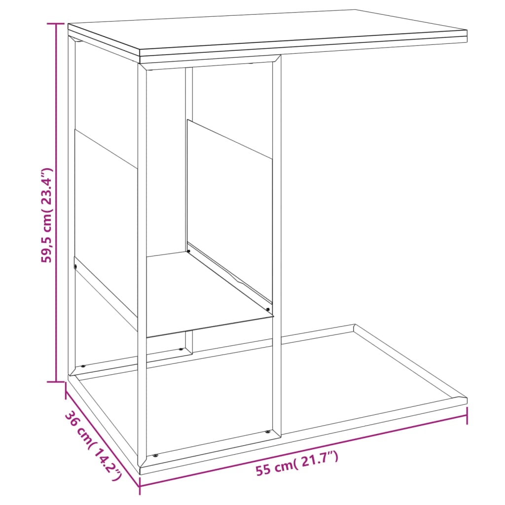 Sidebord svart 55x36x59,5 cm konstruert tre