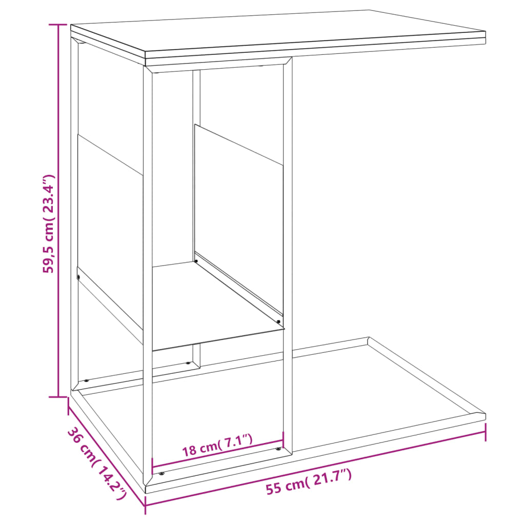 Sidebord hvit 55x36x59,5 cm konstruert tre