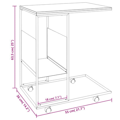 Sidebord med hjul hvit 55x36x63,5 cm konstruert tre