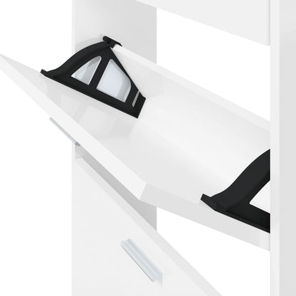 Skoskap Skohylle Skobenk Høyglans Hvit 59x17x150 cm