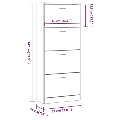 Skoskap røkt eik 63x24x147 cm konstruert tre