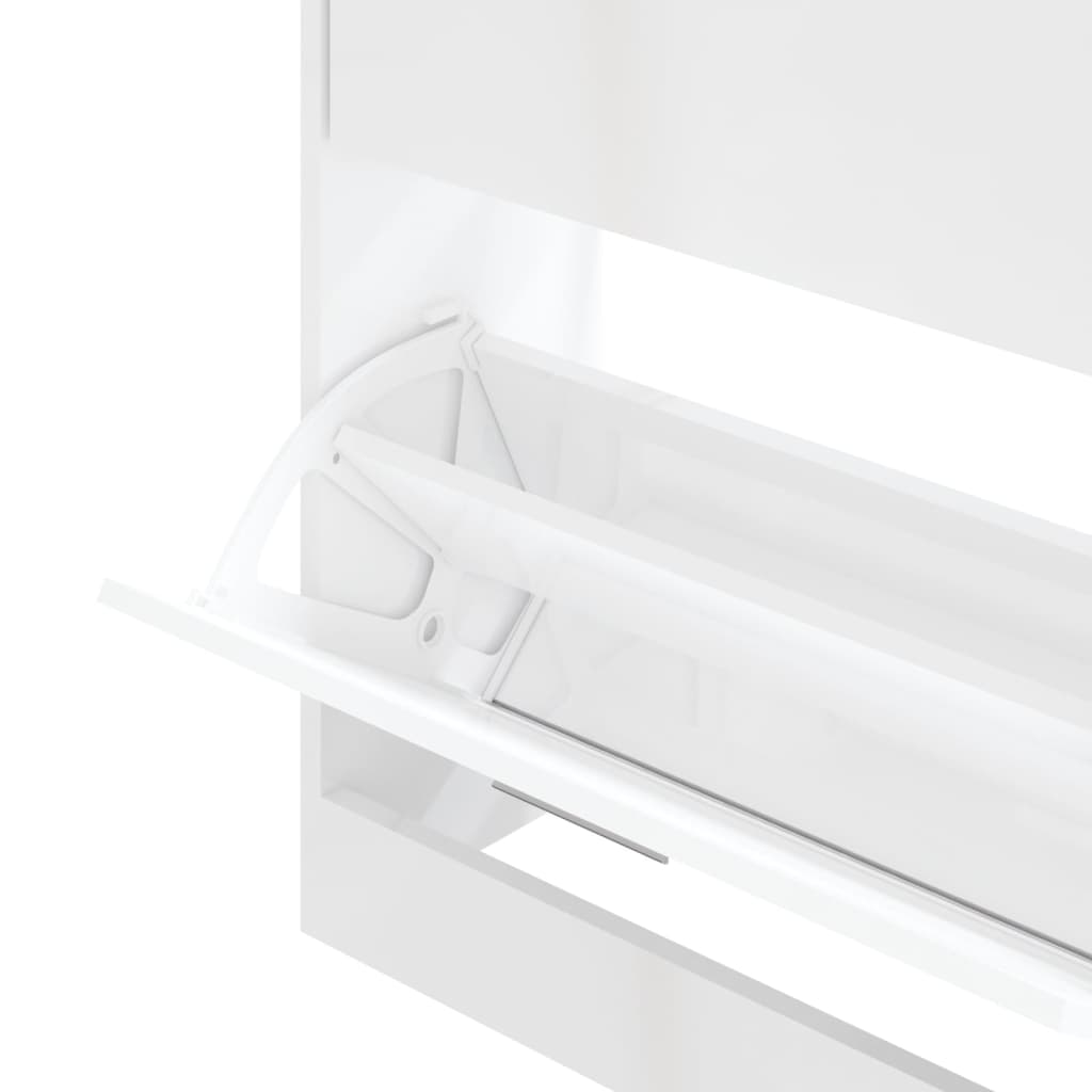 Skoskap Skohylle Skobenk Høyglans Hvit 63x24x81 cm