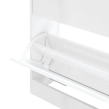 Skoskap Skohylle Skobenk Høyglans Hvit 63x24x81 cm