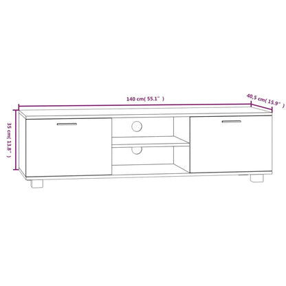 TV-benk hvit 140x40,5x35 cm konstruert tre