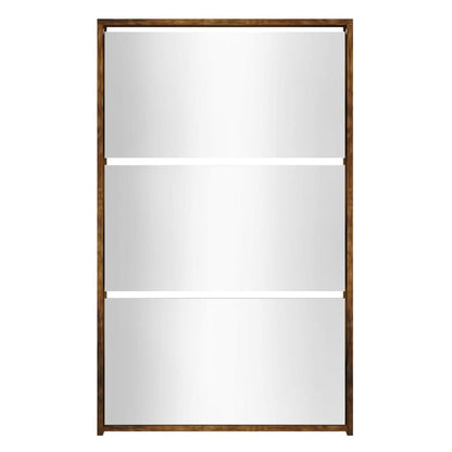 Skoskap Skohylle Skobenk Røkt Eik med speil 3 lag 63x17x102,5 cm