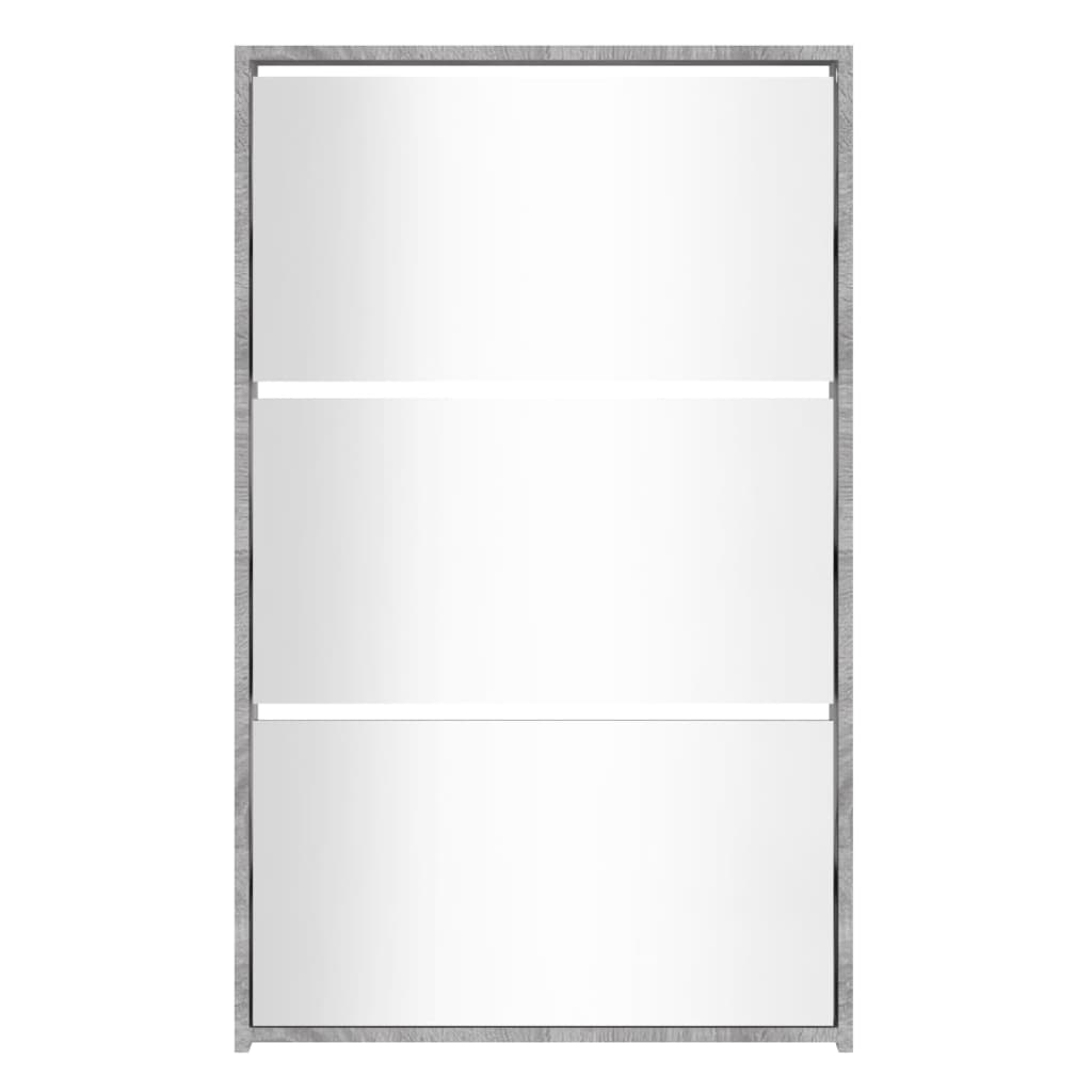 Skoskap Skohylle Skobenk Sonoma Grå med speil 3 lag 63x17x102,5 cm