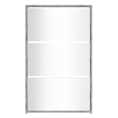 Skoskap Skohylle Skobenk Sonoma Grå med speil 3 lag 63x17x102,5 cm