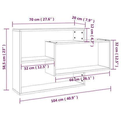 Vegghylle brun eik 104x20x58,5 cm konstruert tre