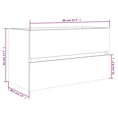 Baderomsservantskap røkt eik 80x38,5x45 cm konstruert tre