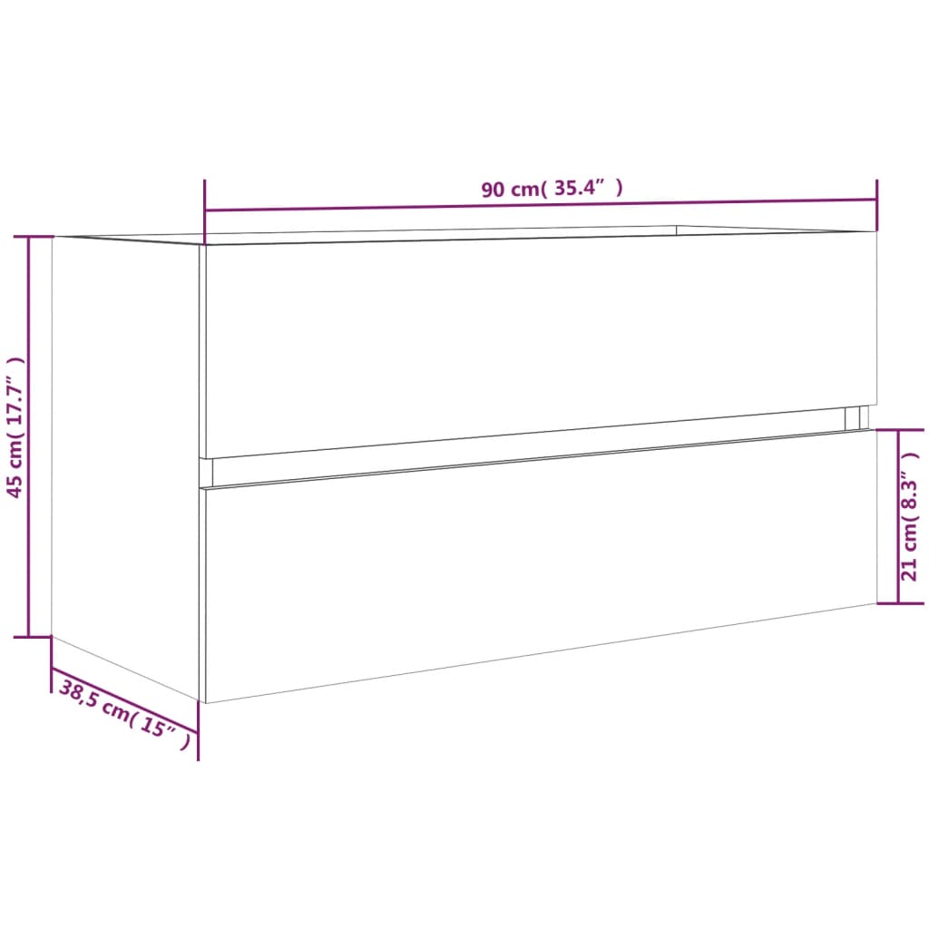 Baderomsservantskap røkt eik 90x38,5x45 cm konstruert tre