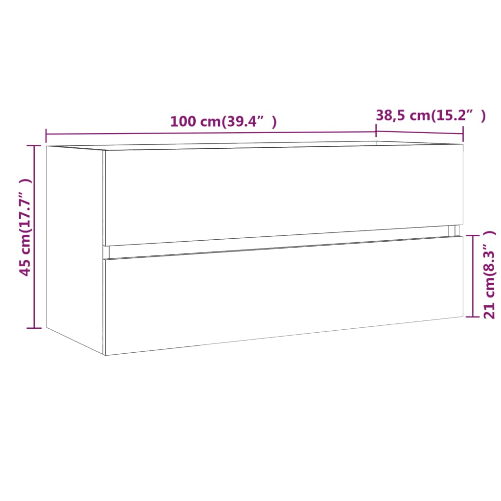 Baderomsservantskap grå sonoma 100x38,5x45 cm konstruert tre