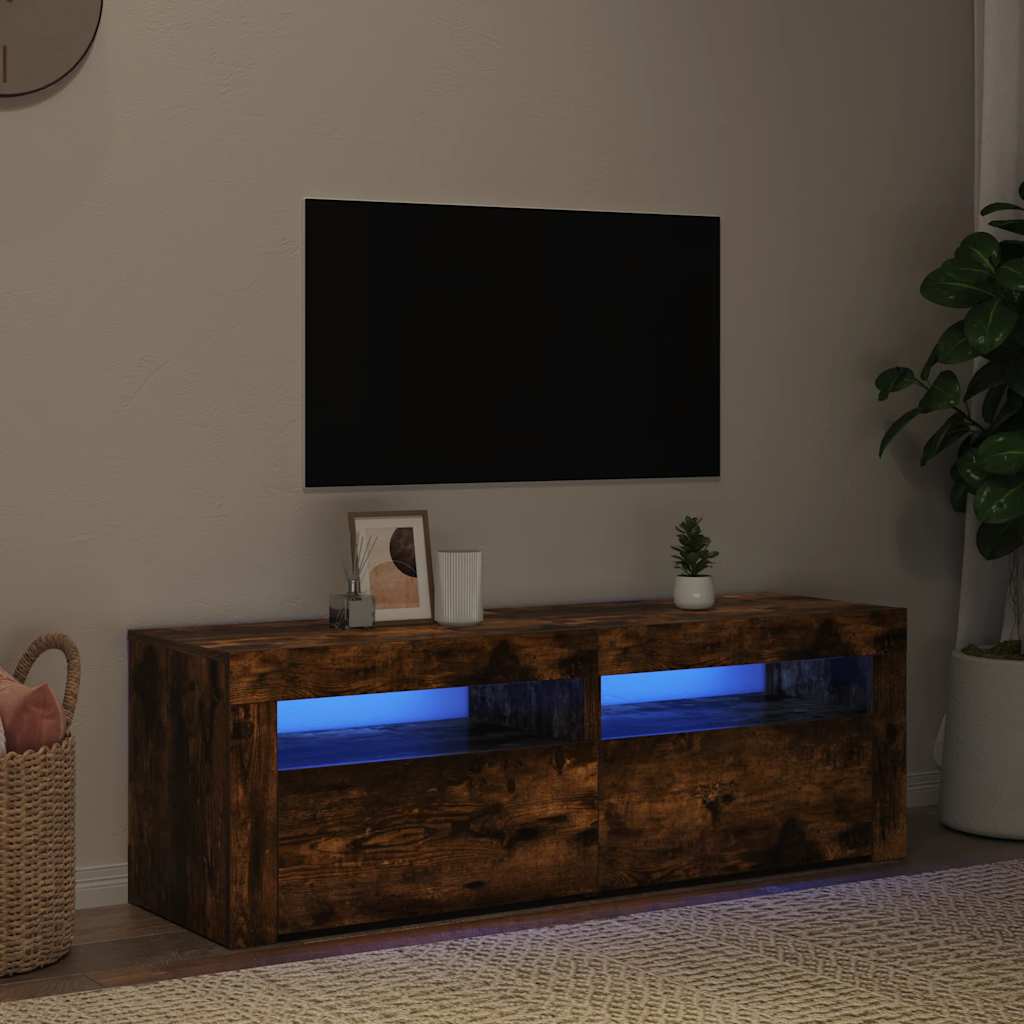 TV-Møbel Røkt Eik TV-benk med LED-lys 120x35x40 cm
