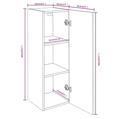 TV-benk 2 stk grå sonoma 30,5x30x90 cm konstruert tre