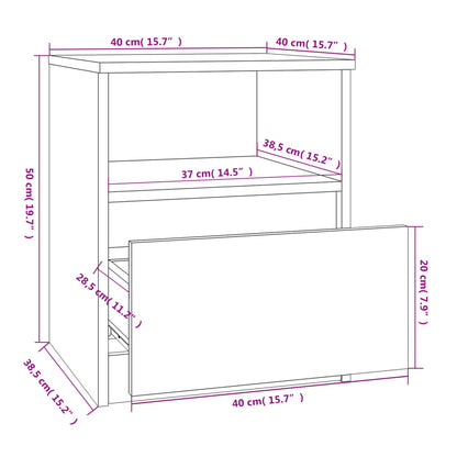 Nattbord Sengbord røkt eik 40x40x50 cm konstruert tre