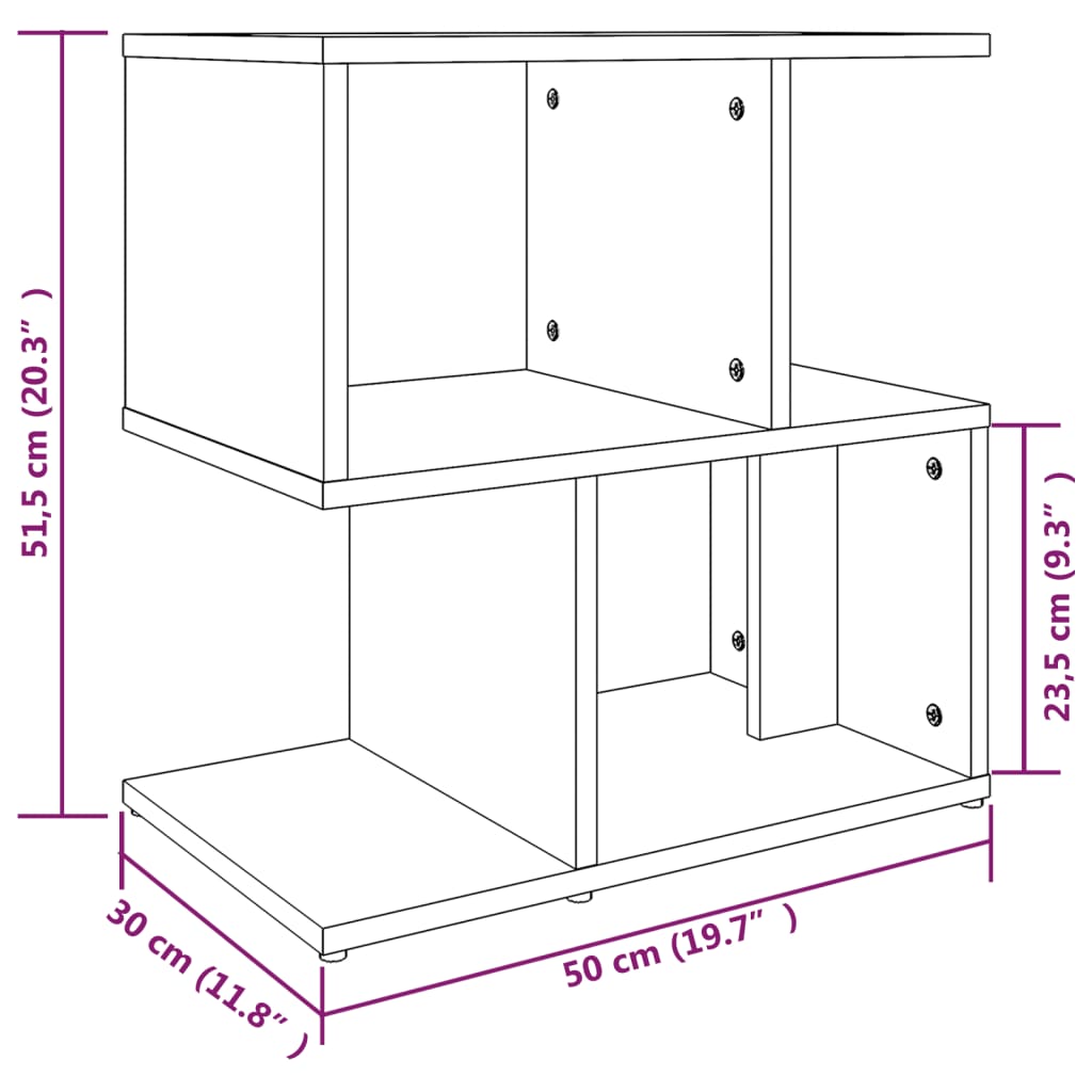 Nattbord Sengbord røkt eik 50x30x51,5 cm konstruert tre