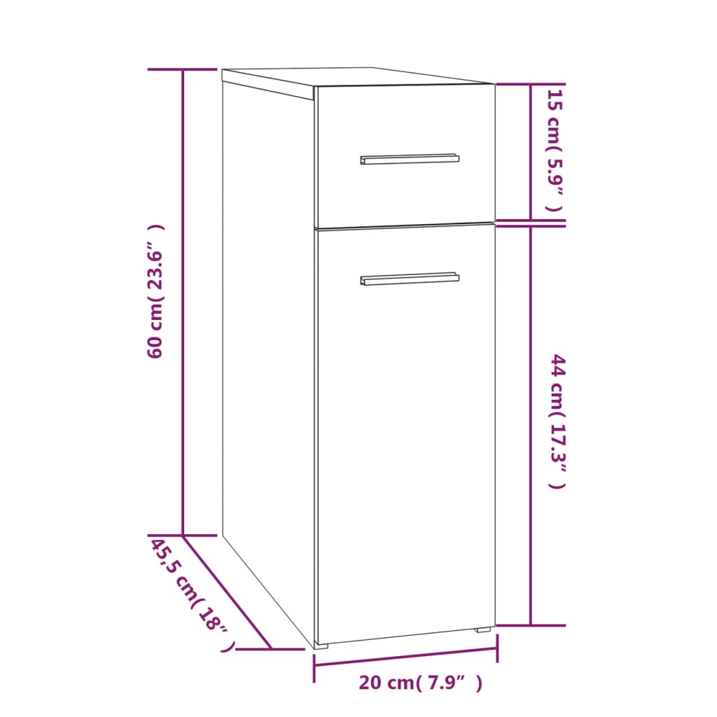 Skap Apotekskap røkt eik 20x45,5x60 cm konstruert tre