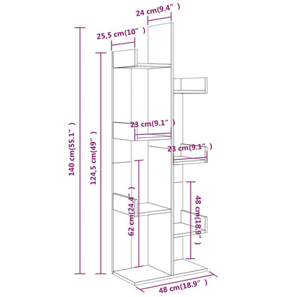 Bokhylle 48x25,5x140 cm grå sonoma konstruert tre