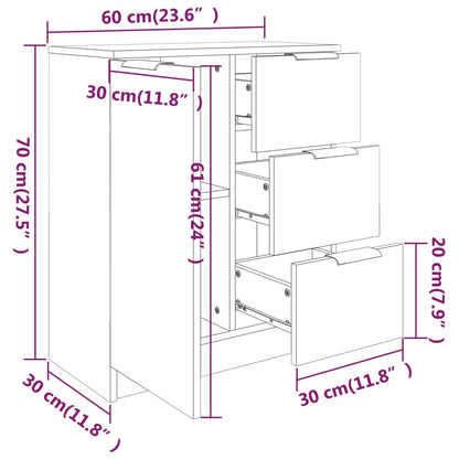 Sidebord svart 60x30x70 cm konstruert tre