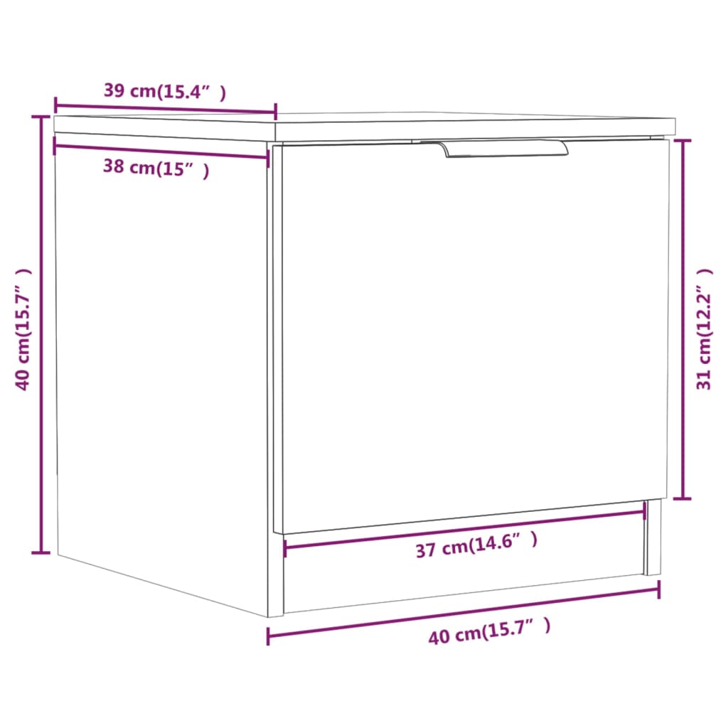 Nattbord Sengbord sonoma eik 40x39x40 cm