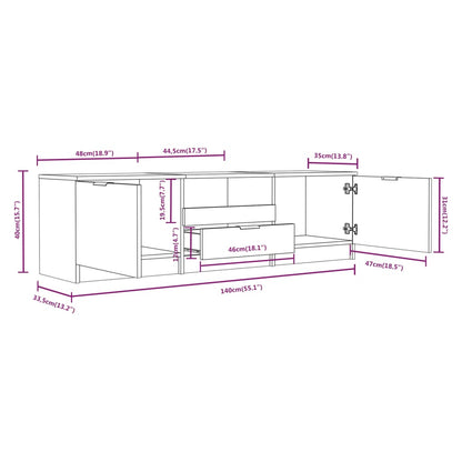 TV-benk hvit 140x35x40 cm konstruert tre