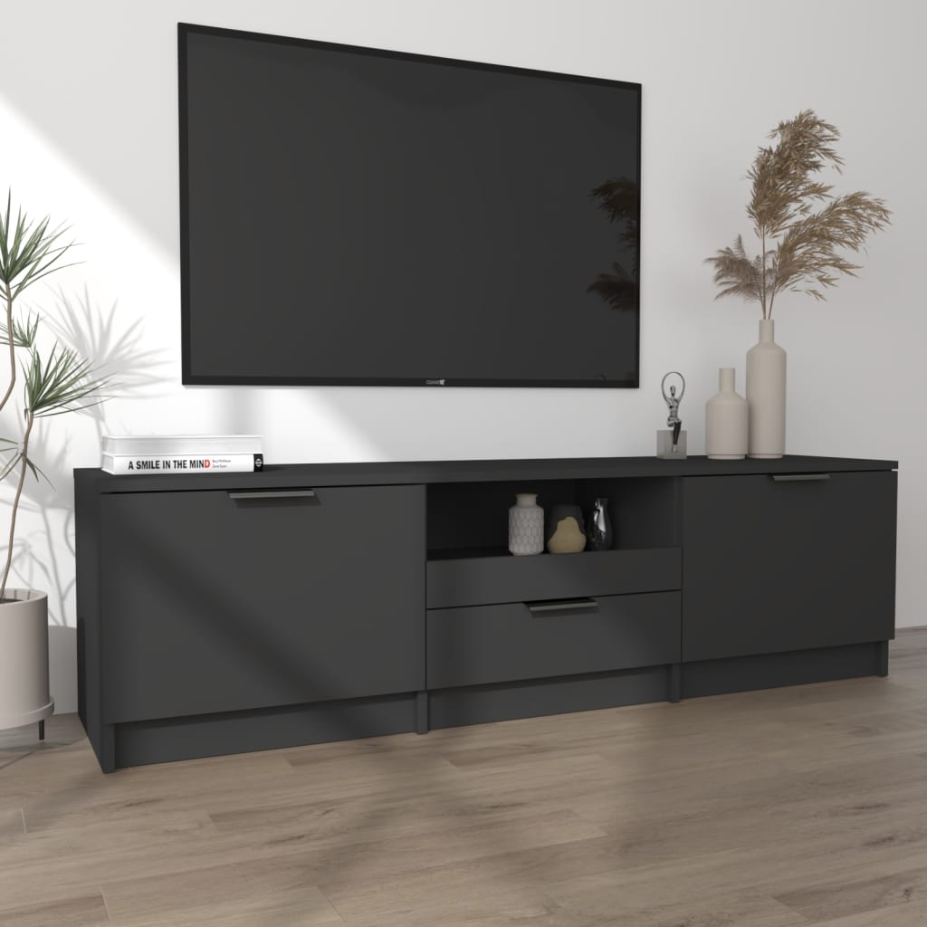 TV-benk svart 140x35x40 cm konstruert tre