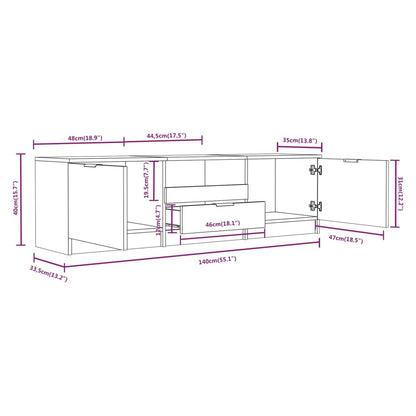 TV-benk sonoma eik 140x35x40 cm konstruert tre